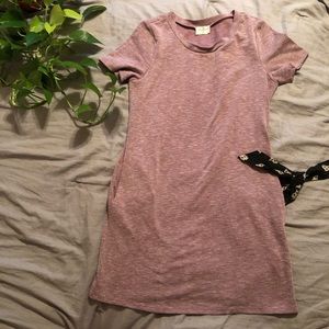 Casual Mauve Everly T-Shirt Dress with Pockets